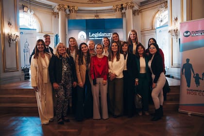 Genoveva Ferrero (centro, de rojo), en la legislatura porteña.