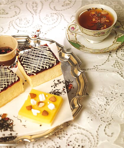 Geométrico. Cuadrado de chesecake que Nucha adaptó al paladar argentino