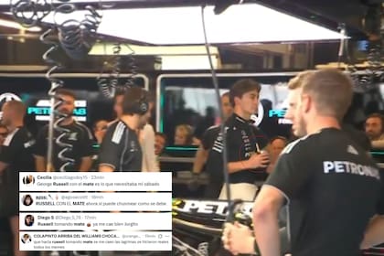 George Russell tomó mate en el garage de Mercedes y los fanáticos reaccionaron (Foto: Captura de video / ESPN / X)