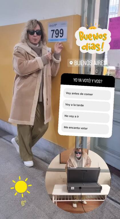 Georgina Barbarossa asistió a votar antes del inicio de La Peña de Morfi