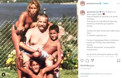 Georgina Barbarossa recordó a su marido en Instagram