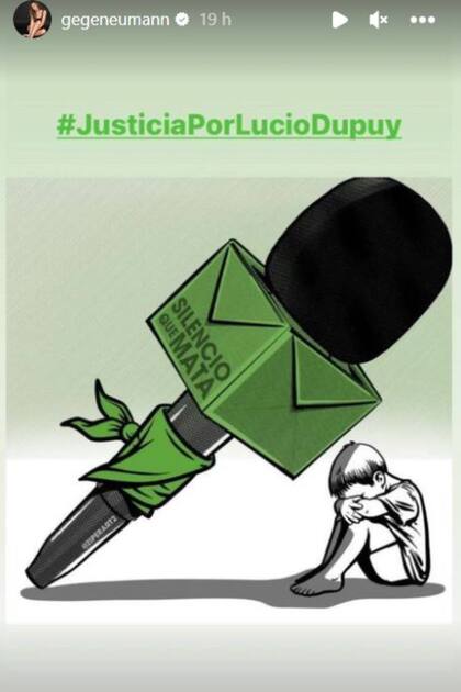 Geraldine Neumann subió una sugestiva ilustración en el contexto del pedido de justicia por Lucio Dupuy
