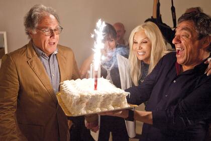 Geraldine, Susana y el cumpleañero, Patricio Castilla, esposo de la hija de Charles Chaplin