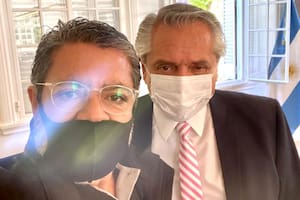 Gerardo Martínez, lider de la UOCRA, junto al presidente Alberto Fernández