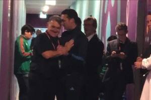 Gerardo Martino y Lionel Scaloni, en los túneles del estadio Lusail después de la victoria argentina ante México