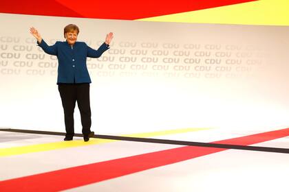 German Chancellor Angela Merkel reacts during Christian Democratic Union (CDU) party congress in Hamburg, Germany, December 7, 2018. REUTERS/Fabrizio Bensch