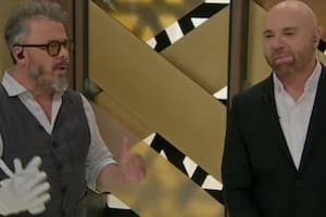 Germán Martitegui no pudo ocultar su fastidio al presenciar la "competencia de chistes" entre Donato y Luisa Albinoni (Foto: Captura de video)