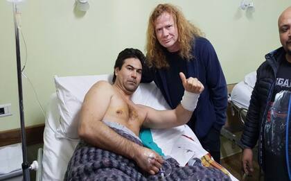 GEsto curador El año pasado, el líder de Megadeth, Dave Mustaine, visitó a Víctor Vargas, herido en un hecho de inseguridad que se produjo antes del show de esta banda en Neuquén