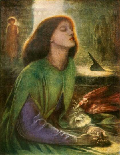 GETTY IMAGES
Pie de foto,
Rossetti expresó dolor por la muerte de Elizabeth Siddal en su cuadro "Beata Beatrix", en el que compara su desesperación con la del poeta Dante Alighieri ante la pérdida de su amada Beatriz (FOTO: GETTY)