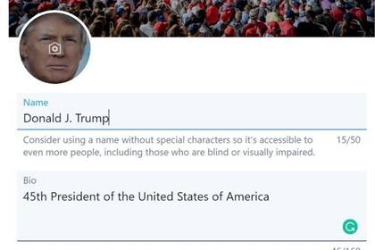 Gevers compartió esta captura de pantalla que parecía mostrarlo editando la información del perfil de Twitter de Donald Trump
