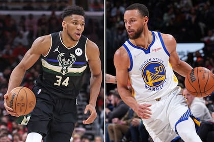 Giannis Antetokounmpo, Milwaukee Bucks, y Stephen Curry, Golden State Warriors, se enfrentarán en la madrugada del domingo argentino.