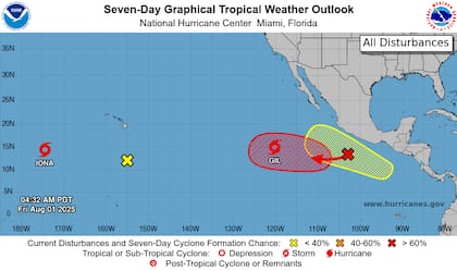 Gil se ubicaba a 1,900 km al suroeste de Baja California, desplazándose hacia el noroeste a 26 km/h, con un núcleo convectivo bien definido que mostraba temperaturas inferiores a -70°C