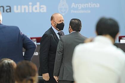 Gildo Insfrán durante el acto de firma del acta compromiso "Acuerdo Federal para una Argentina Unida contra la violencia de género”, en la Casa Rosada