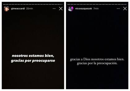 Gimena Accardi y Nico Vázquez llevaron tranquilidad a sus seguidores en sus redes sociales