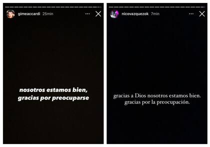 Gimena Accardi y Nico Vázquez llevaron tranquilidad a sus seguidores en sus redes sociales