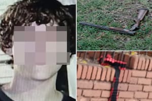 Gino C. , la escopeta y los cartuchos usados en la masacre