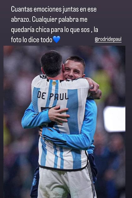 Gio Lo Celso subió a su cuenta de Instagram el abrazo que se dio esta tarde con su amigo Rodrigo de Paul y escribió un emotivo mensaje para su compañero de selección