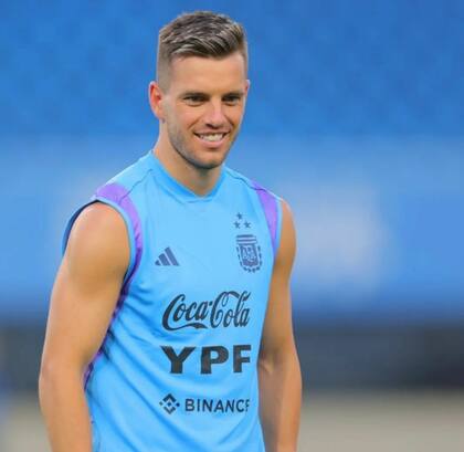 Giovani Lo Celso durante el entrenamiento de la selección argentina en Beijing