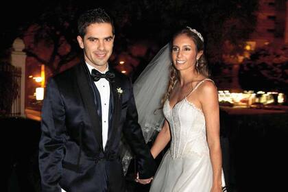 Gisela Dulko junto a Fernando Gago en 2011, durante su casamiento