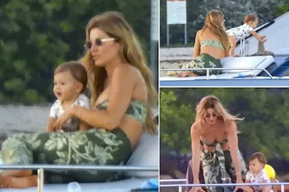 Gisele Bündchen junto a su familia disfrutó de un relajante paseo en bote y el más pequeño del clan también fue de la partida