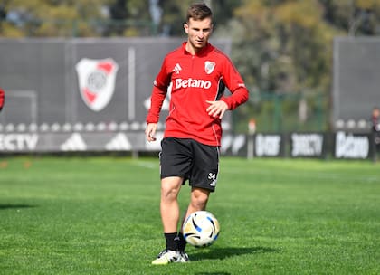 Giuliano Galoppo, de 26 años, durante una práctica en River