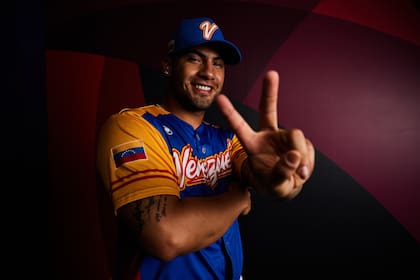 Gleyber Torres, del equipo venezolano, durante el WBC 2023 en el LoanDepot Park (MLB Photos/Gabriella Ricciardi)