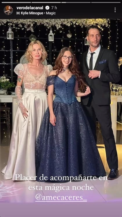 Gloria Carrá y Luciano Cáceres juntos en la fiesta de 15 años de su hija, Amelia