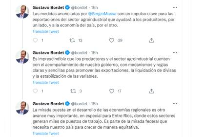 Gobernador de la provincia de Entre Ríos, Gustavo Bordet se mostró a favor de la medida que vence el 30 de septiembre