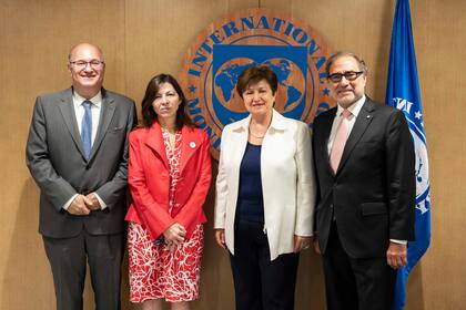 Goldfajn, Batakis, Georgieva y Argüello, este lunes en la sede del FMI