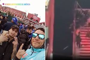 Gonzalo Alfaro se tiró de la tribuna alta cuando los hinchas de Independiente accedieron a esa sección del estadio para agredirlos