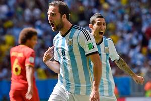Gonzalo Higuaín celebra su gol ante Bélgica, en Brasil 2014, que valió el pase a las semifinales