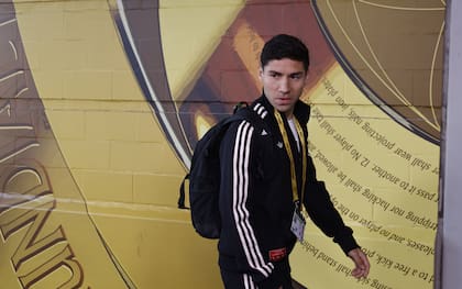 Gonzalo Montiel habló en la llegada al estadio