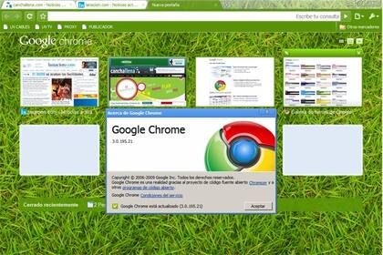 Google Chrome 3 permite utilizar diversos temas y la función para abrir una nueva pestaña permite una mejor administración de los sitios web visitados