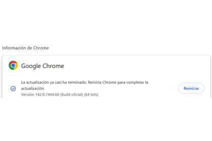 Google Chrome requiere de un reinicio para aplicar la nueva actualización de seguridad