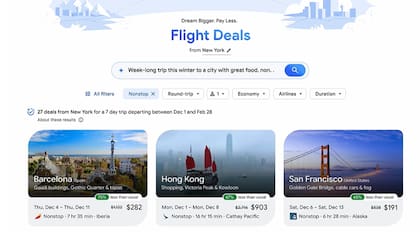 Google lanzó la opción de Flight Deals, un buscador con inteligencia artificial para encontrar vuelos económicos