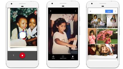 Google presentó Photoscan, una aplicación móvil para teléfonos Android que permite escanear fotografías impresas sin reflejos