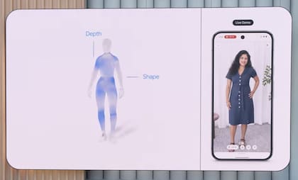 Google presentó su probador de ropa virtual en mayo de 2025; usa inteligencia artificial para ajustar el talle de ropa en una foto al de nuestro cuerpo (que determina en base a otra imagen)