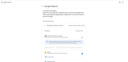 Google Takeout permite descargar toda la información de los servicios de Google, incluido el Gmail