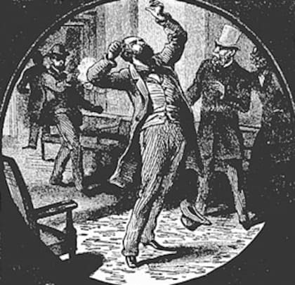 Grabado de época en el que se ve a Charles Guiteau disparando sobre el presidente James A. Garfield, que murió varios días después del atentado