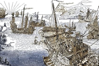 Grabado del barco de Marco Polo de 'El libro de Ser Marco Polo', circa 1299