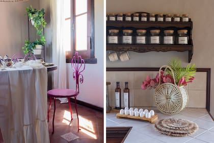 Gracias a los minerales del terreno, las hortensias florecen en las mismas tonalidades de púrpura y violeta con que se pintaron las sillas.