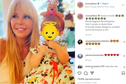 Graciela no muestra el rostro de su nieta, a pedido de su hijo (Foto Instagram @iconoalfano)