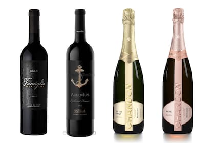 Gran Famiglia Bianchi Corte, Aduentus Cabernet Franc, Chandon Extra Brut y Chandon Rosé