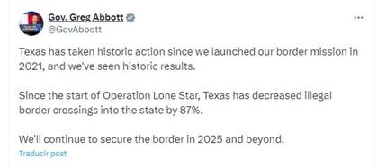 Greg Abbott anunció que reforzará los controles fronterizos en 2025