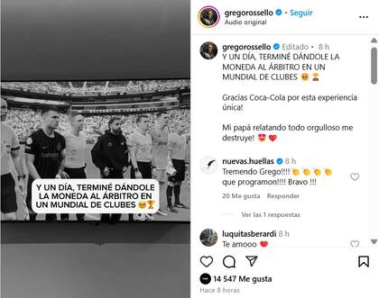 Grego Rossello fue partícipe del sorteo de capitanes en el Mundial de Clubes