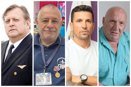 Gremialistas aeronáuticos: Pablo Biró, Edgardo Llano, Juan Pablo Brey y Rubén Fernández