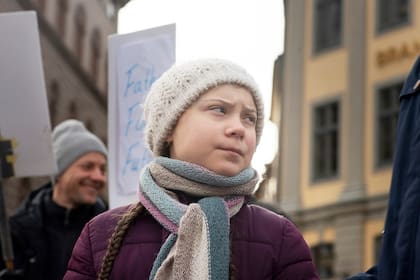 Greta Thunberg, en una de las protestas por el cambio climático