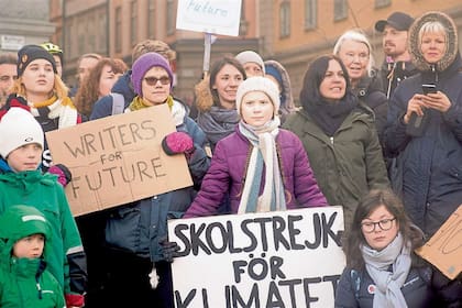 Una de las huelgas escolares en Estocolmo