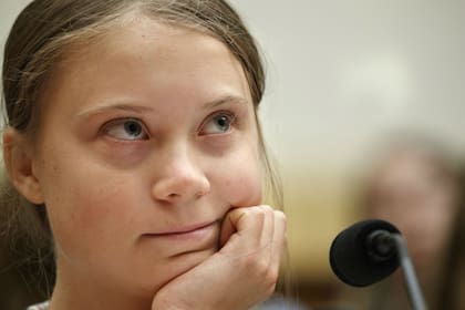 Greta Thunberg declarando frente al Congreso de Estados Unidos el miércoles en Washington