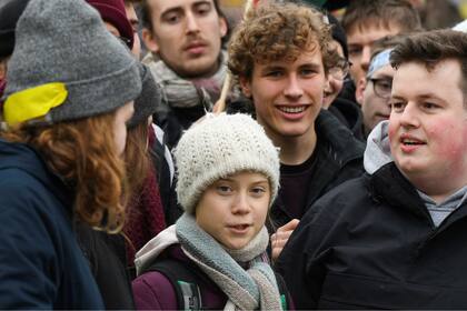 Greta Thunberg partipó hoy de una manifestación en Hamburgo